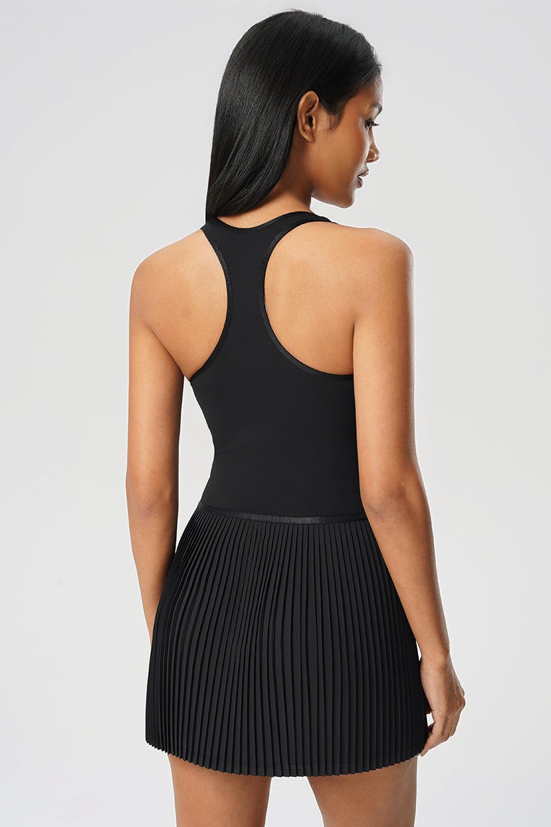 Women Back-Sculpt Cooling Built-In Bra Yoga Tennis Pleated Dress