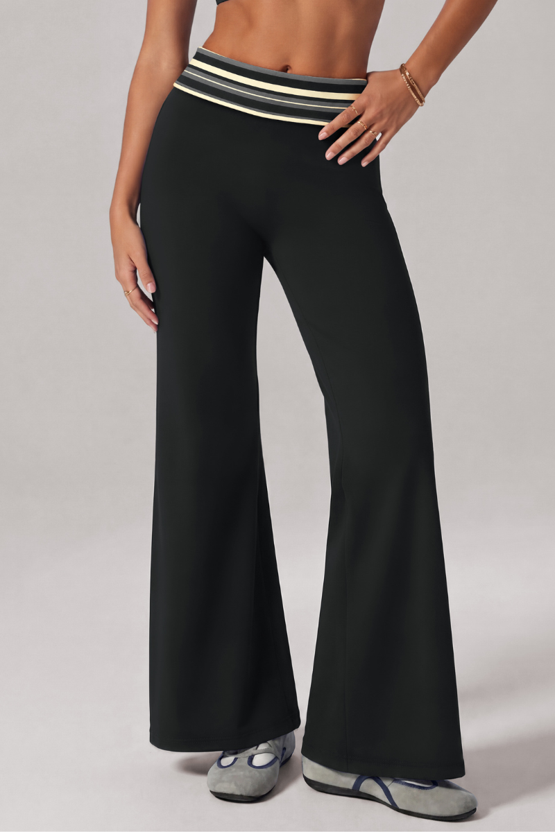 Petra Colour-Block Fold-Over Wide Leg Pants