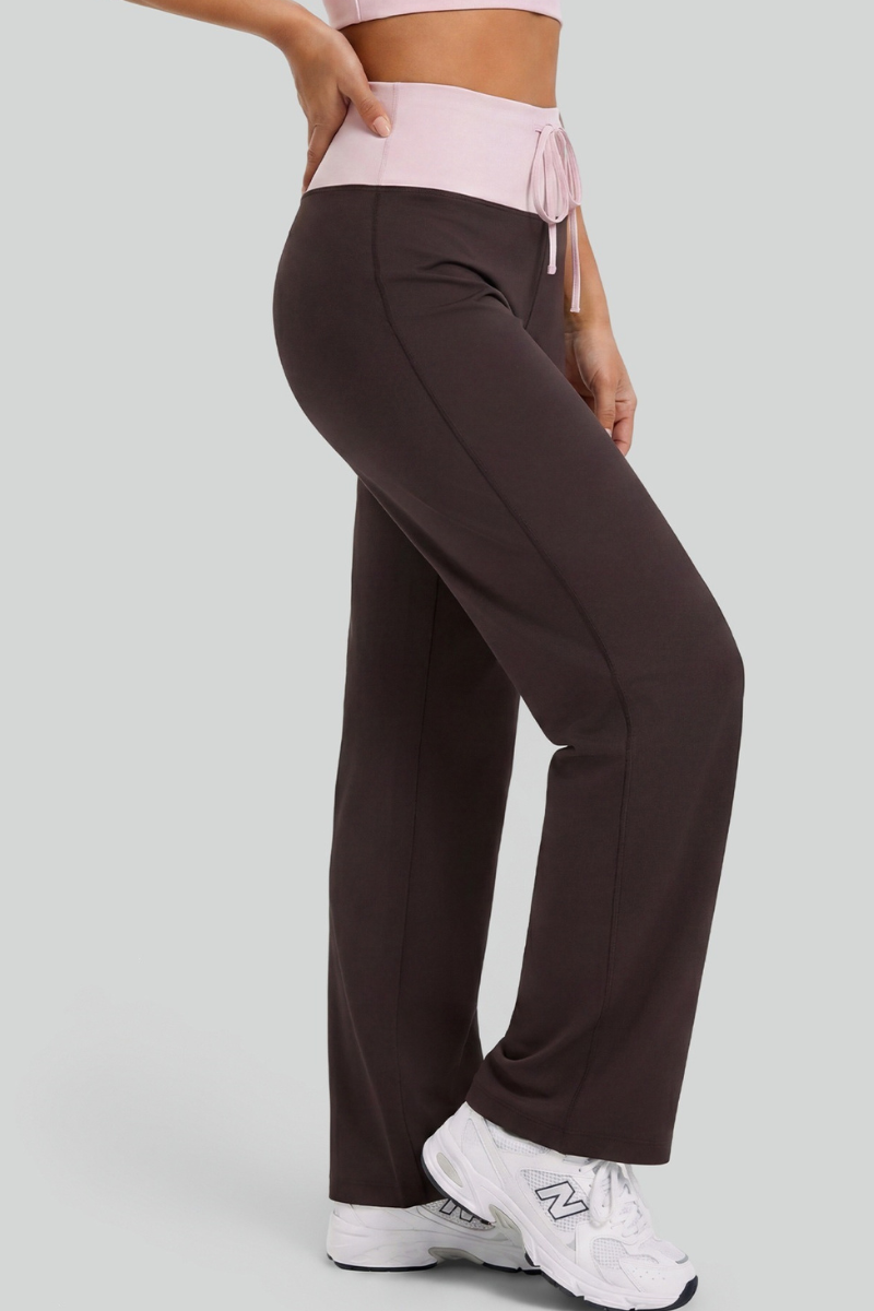 Faye Colour-Block Drawstring Wide Leg Pants