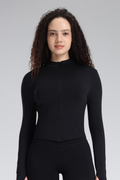 Women's Seamless Stand Collar Finger Cuffs Slim Fit Jacket