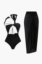 Two-Tone Tie Swimsuit & Sarong