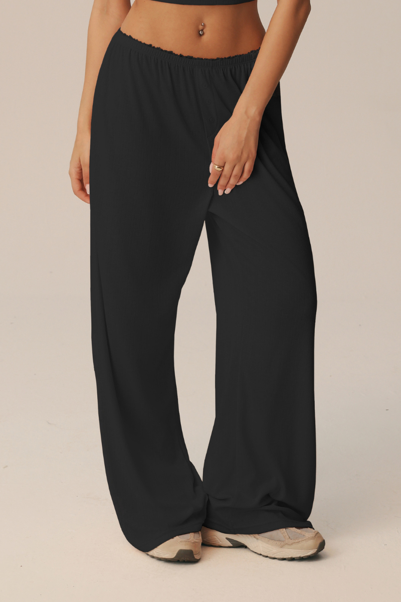 Pantaloni ampi Giselle con fascia in pizzo