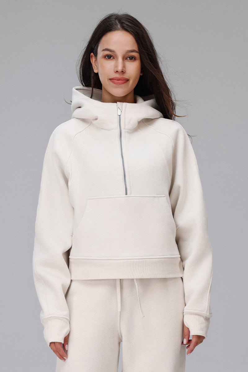 Sena Cropped Zip Fleece Hoodie