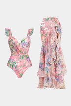 Pink Floral Swimsuit & Sarong