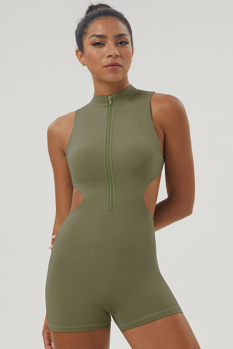 Sylvie Half-Zip Yoga Jumpsuit