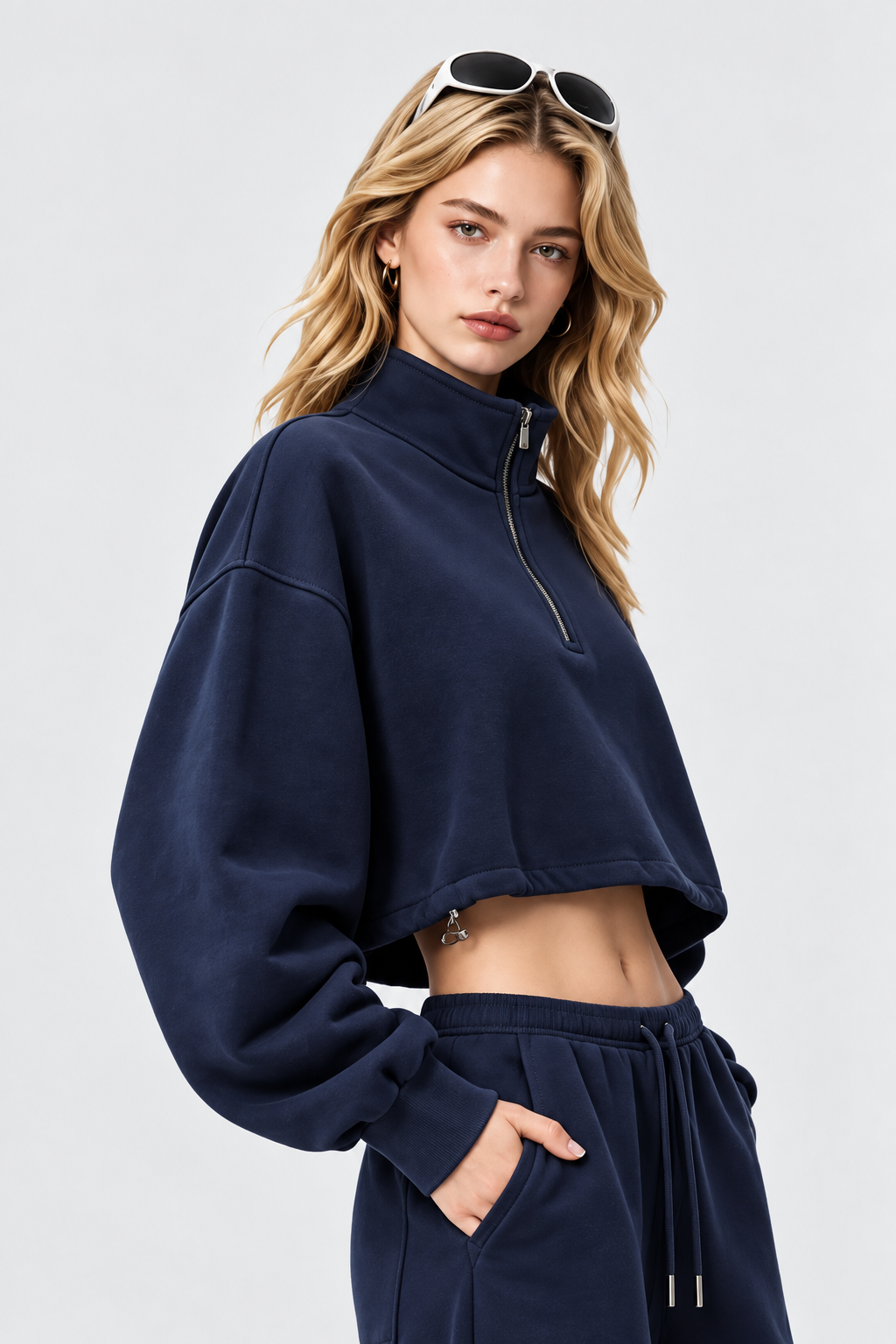 Sudadera corta Maren con media cremallera