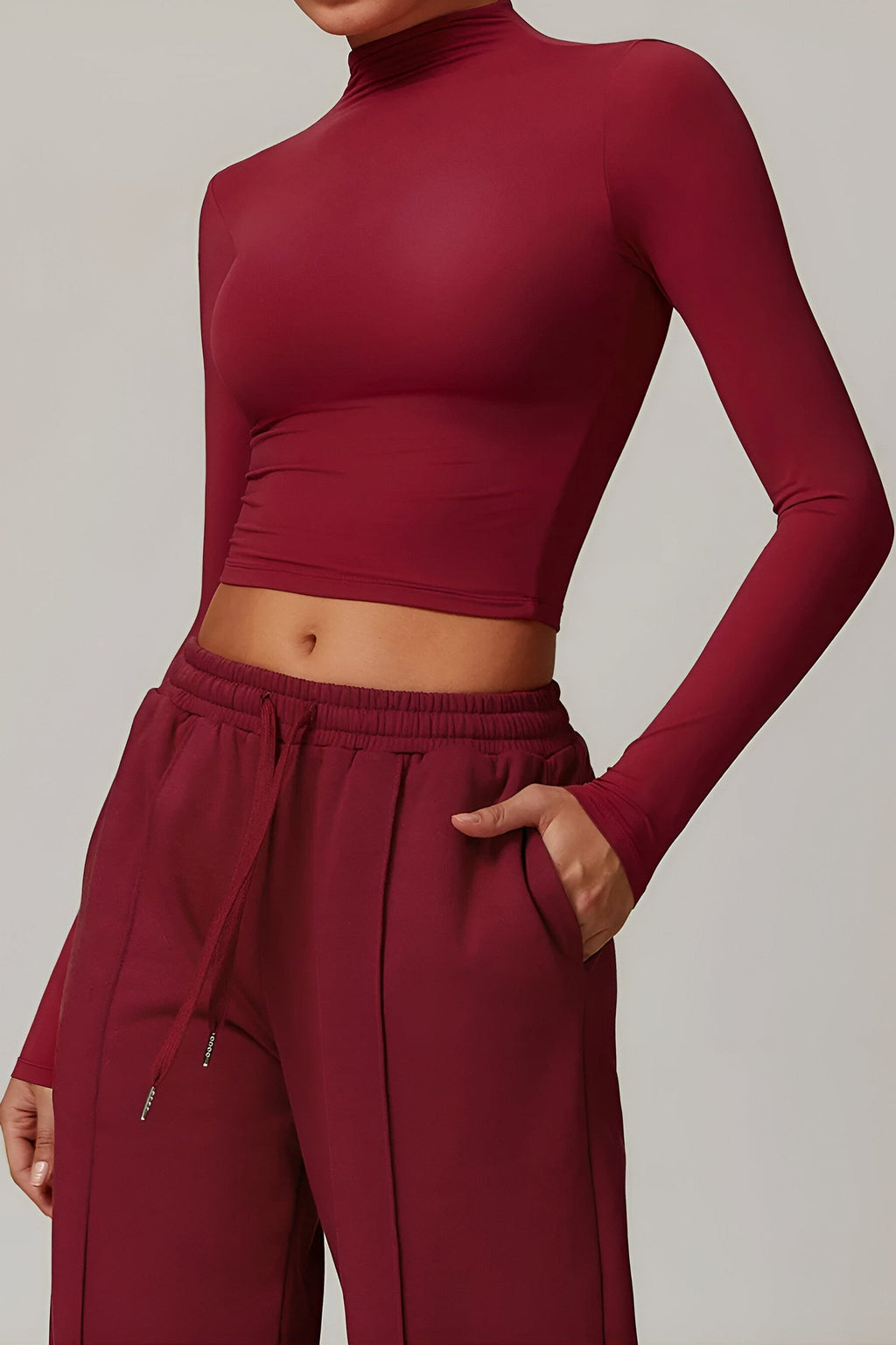 Rose Turtleneck Top – Burgundy