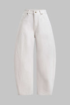 Yüksek Bel, Bol Paçalı Kot Pantolon