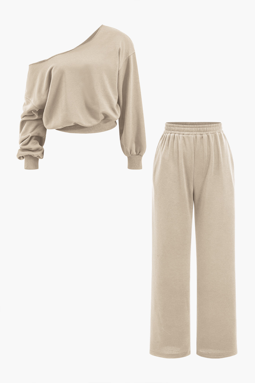 Ease One Shoulder Crop Sweat &amp; Palazzo Tracksuit Set