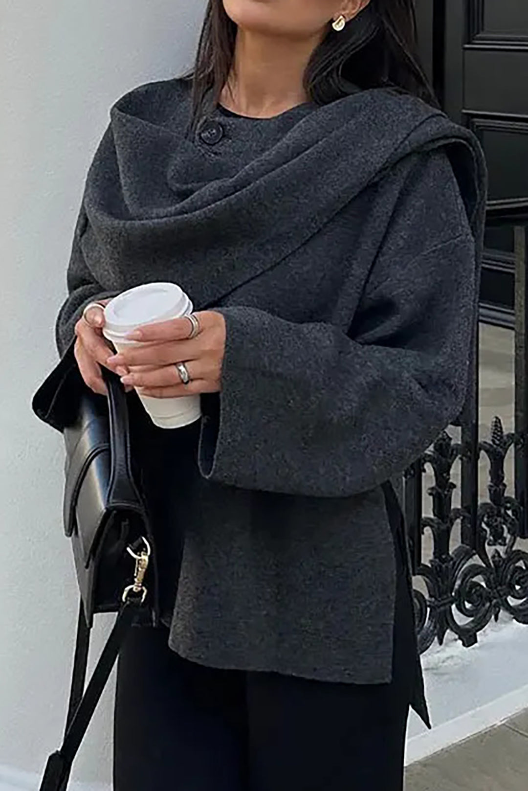 Asimetrik Örgü Ceket 