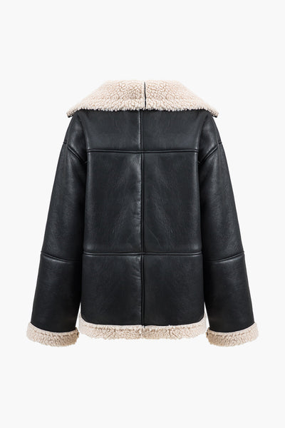 Faux Leather Fur Collar Mont