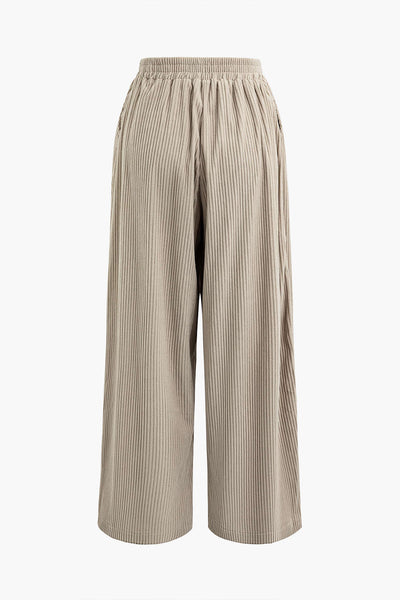 Solid Pleated Pantolon