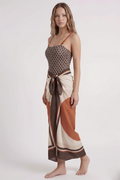 Geometric Brown Swimsuit & Sarong