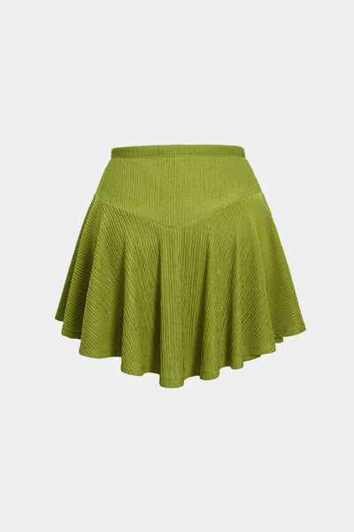 Charm Asymmetric Crop &amp; Flounce Mini Skirt Set
