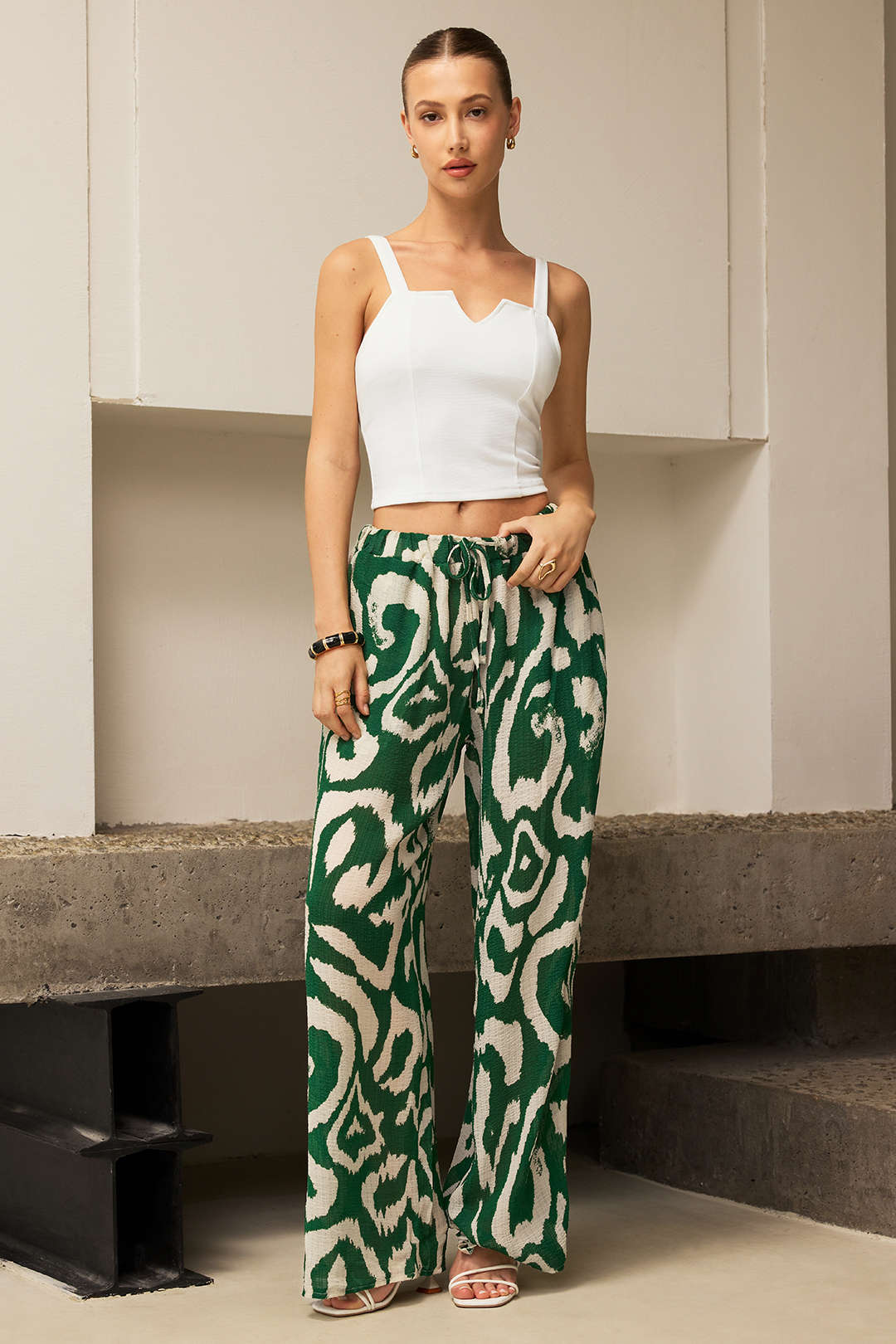 Wild Essence Patterned Palazzo &amp; Corset Crop Set