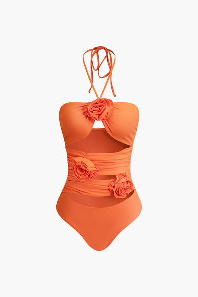 Halter Cut Out Swimsuit And Wrap Knot Mayo Seti