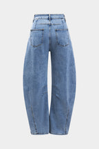 Şekillendirilmiş, geniş paçalı kot pantolon