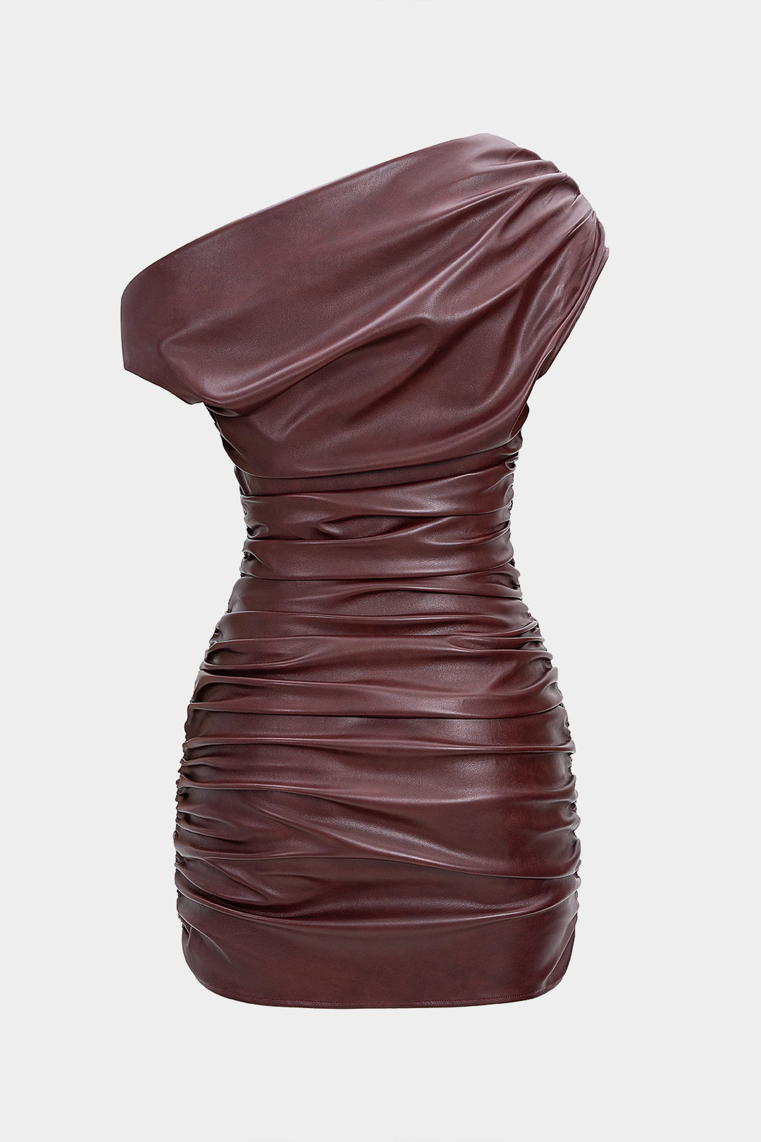 Tek Omuzlu Büzgülü Mini Elbise