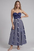 Striped Blue Swimsuit & Sarong