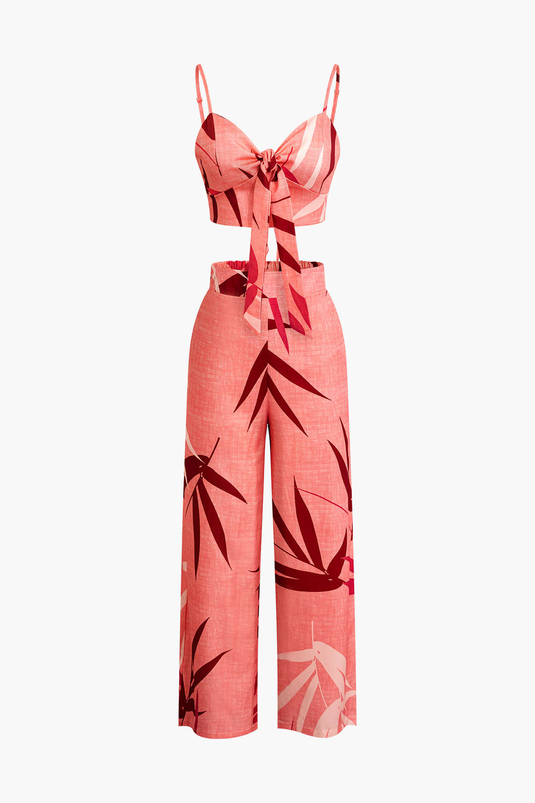 Tropical Bloom Lace-Up Bustier &amp; Palazzo Pants Set