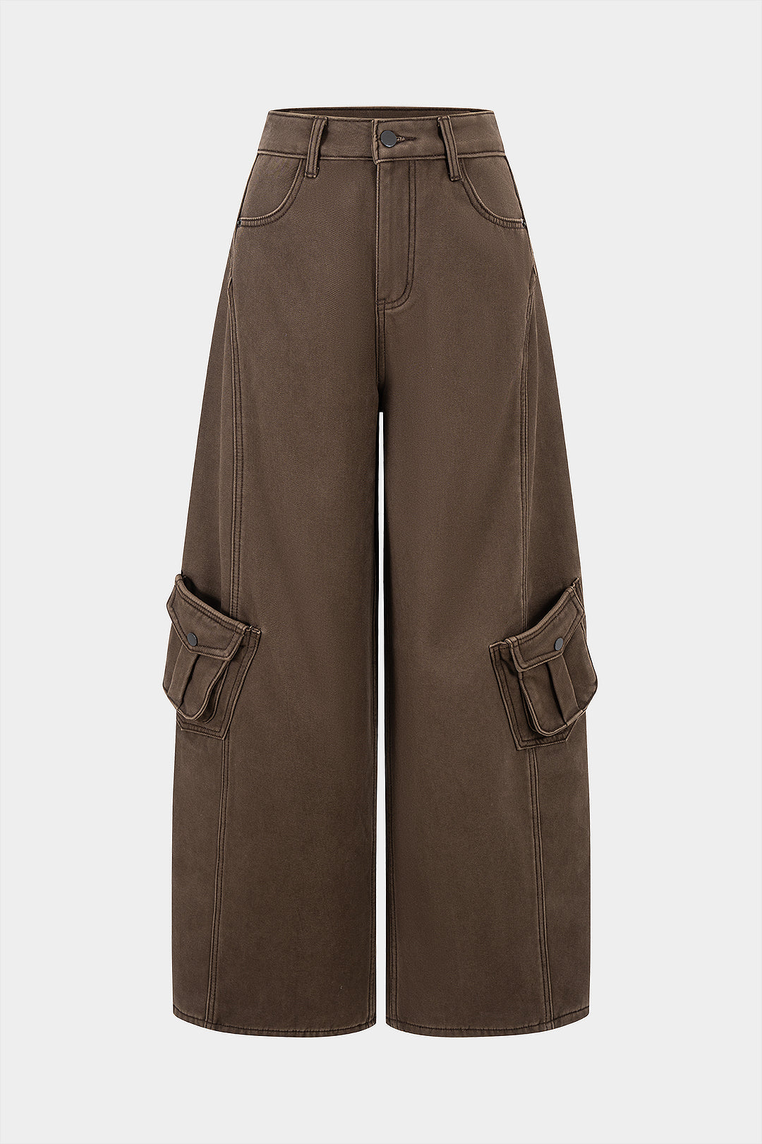 Chocolate Cargo Wide-Leg Pants