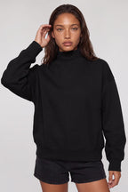 Women's Fall Solid Fleece Loose Mock Neck Sweatshirt