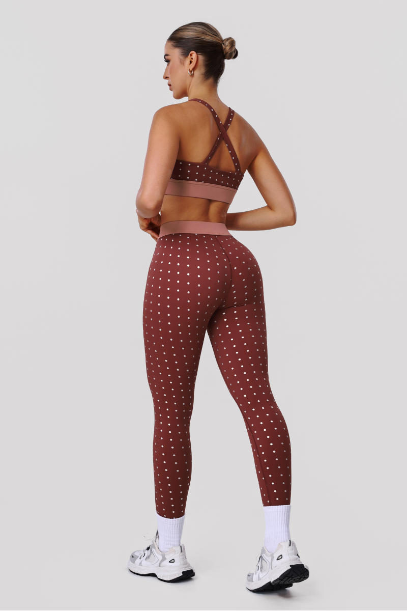 Women's Athletic Polka Dot Sets:V-neck  Bra And Leggings