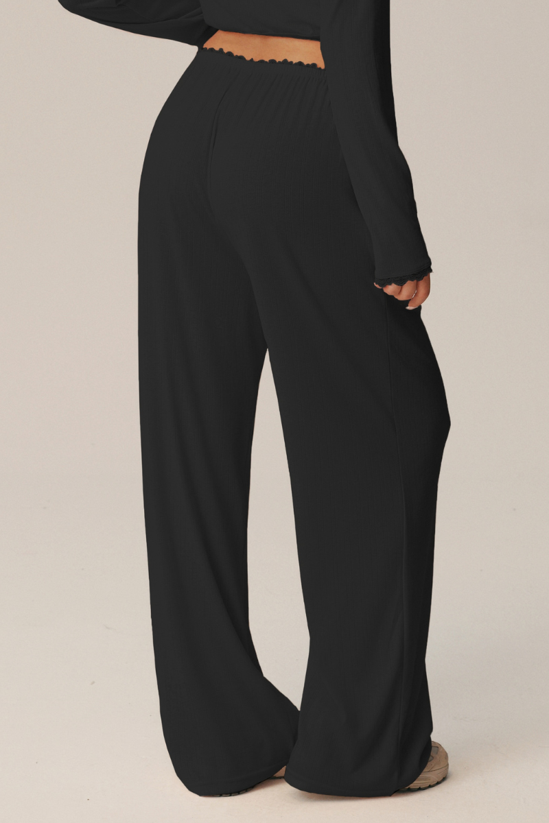 Pantaloni ampi Giselle con fascia in pizzo