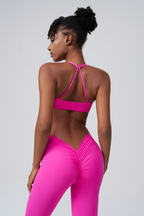 Women’s Sports Set:Bra & Pleated Bottocks Lift Leggings