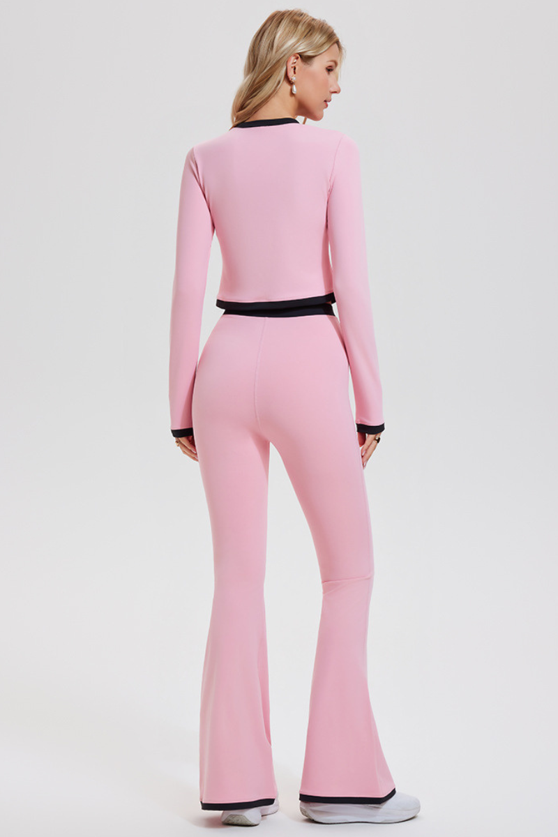 Conjunto Margot de cárdigan corto y pantalón acampanado