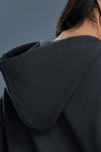 Women Fleece Hooded Windproof Loose Casual Zip Jacket