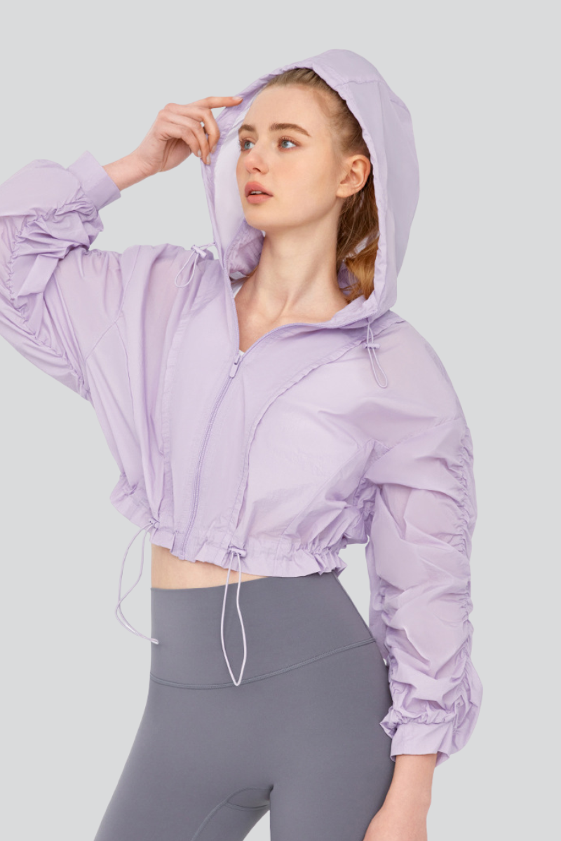 Women's Summer Light Sunscreen Cropped Drawstring Jacket