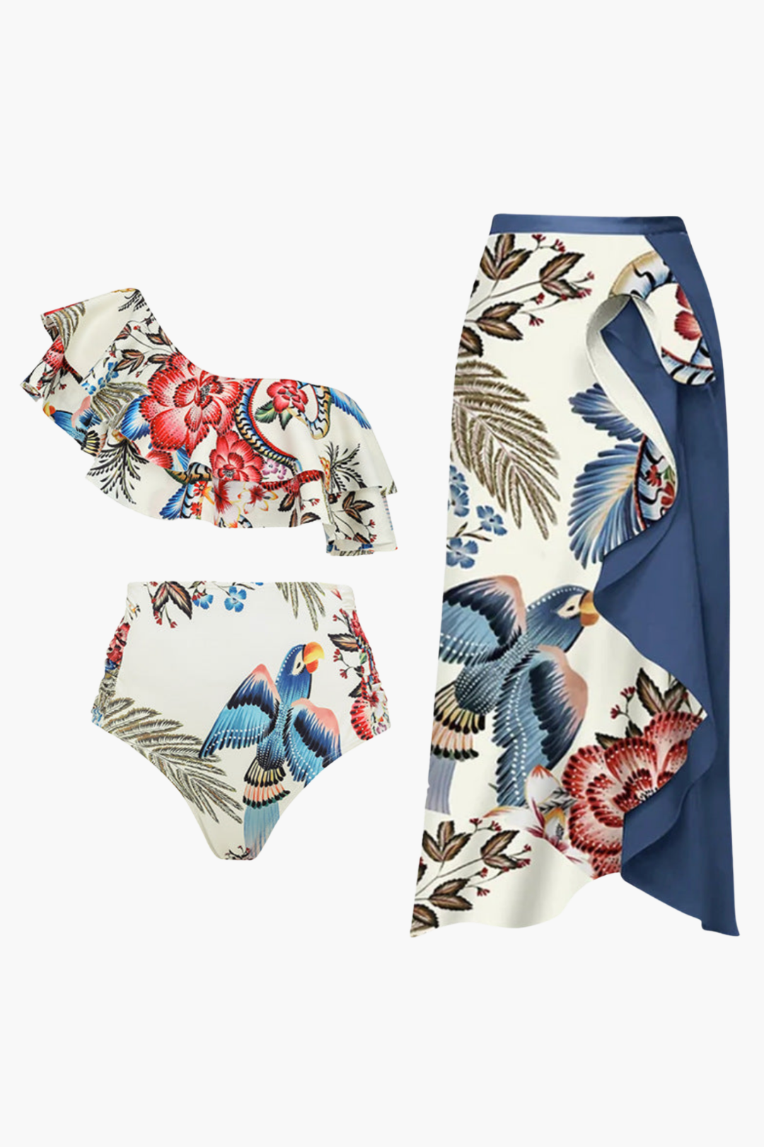 Blue Floral Bikini & Sarong