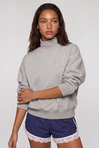 Women's Fall Solid Fleece Loose Mock Neck Sweatshirt