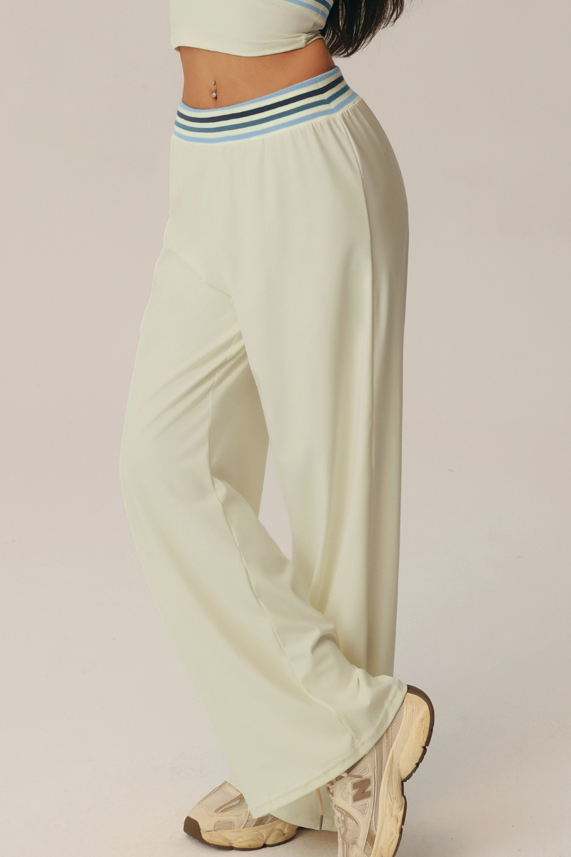 Pantaloni svasati Positano con fascia a righe