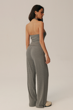 Completo Amalfi top all'americana e pantaloni svasati a righe