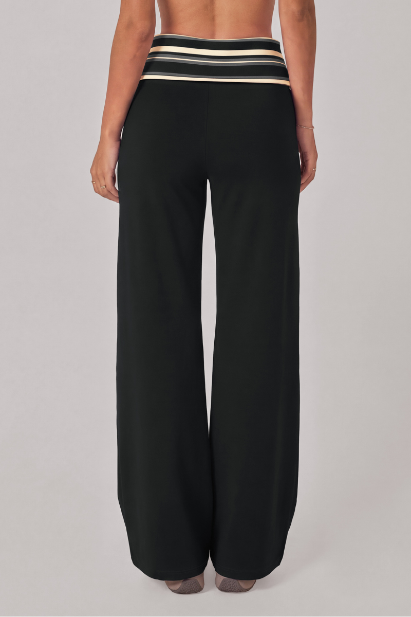 Petra Colour-Block Fold-Over Wide Leg Pants