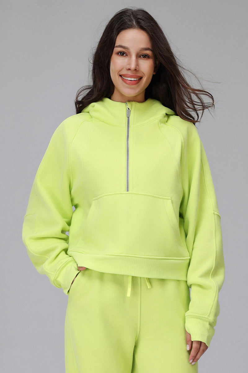 Sena Cropped Zip Fleece Hoodie