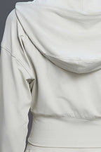 Women Hooded Short Waist-Tie Open-Front Yoga Sportswear Jacket
