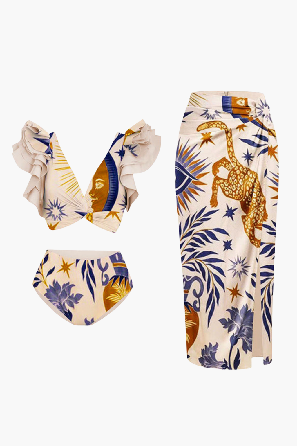 White Tropical Bikini & Sarong