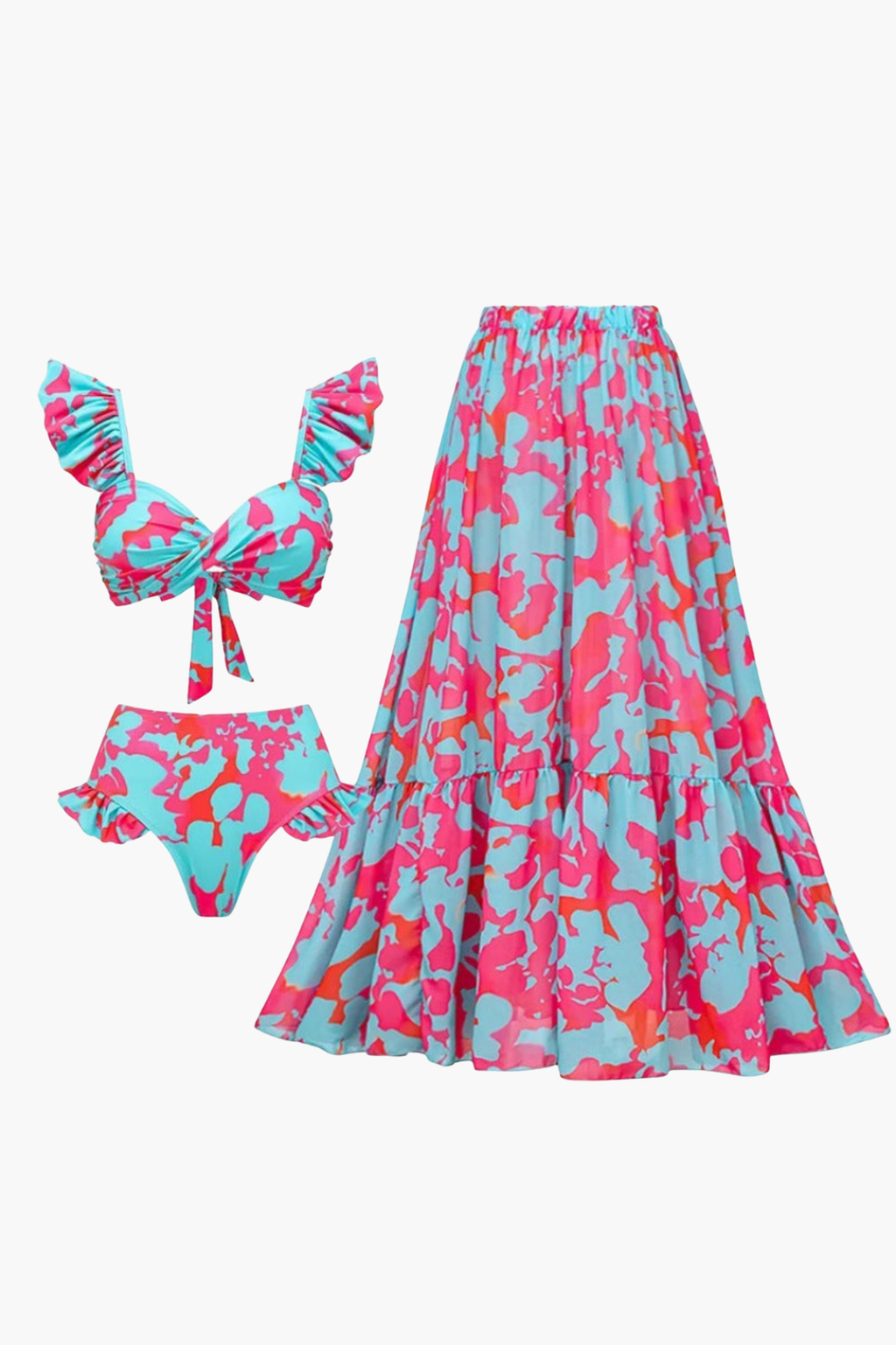 Pink Floral Bikini & Pareo