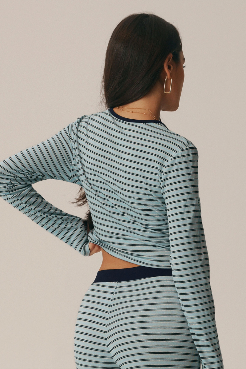 Sorrento Striped Long Sleeve Crop Top