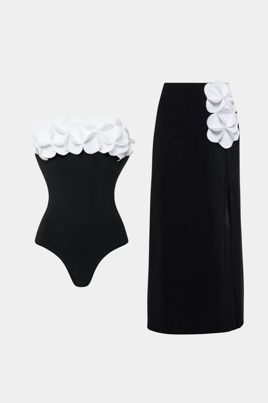 Floral Black Swimsuit & Sarong