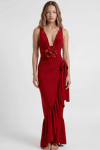 Red Floral Swimsuit & Sarong