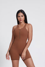 Body Freja con mezza zip e schiena a I
