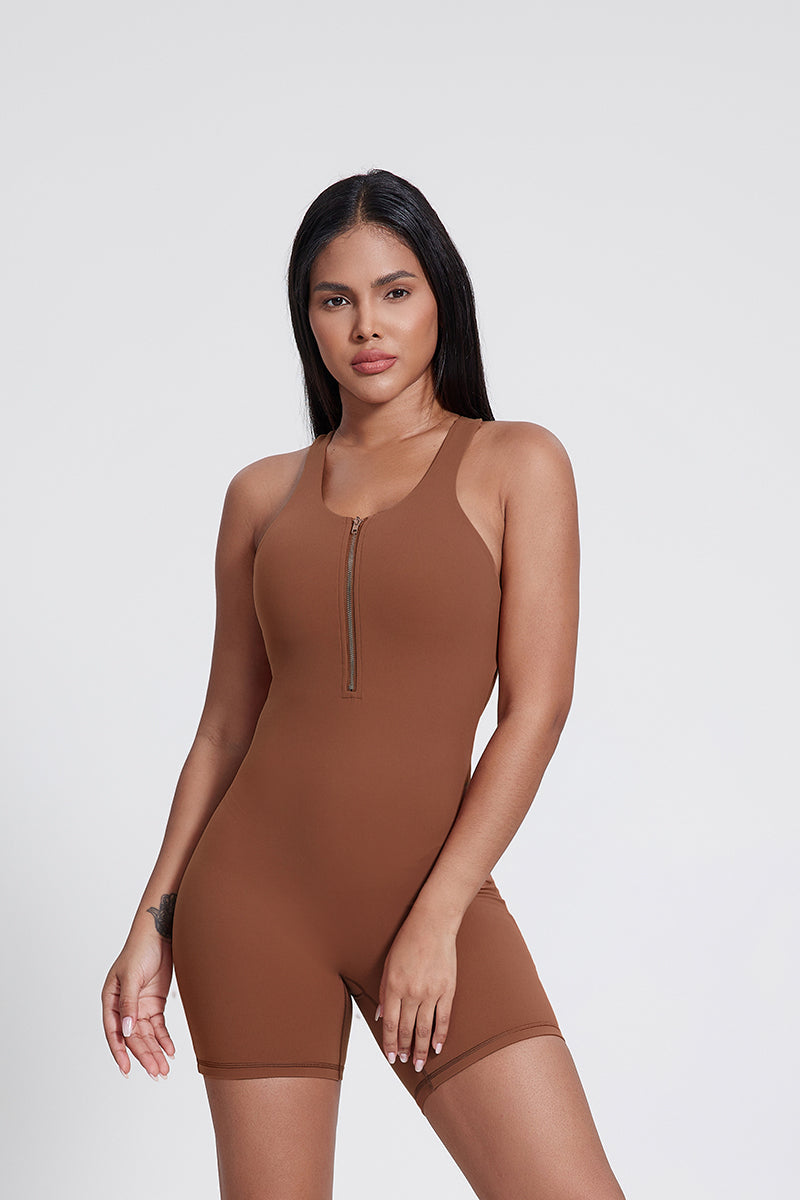 Body Freja con mezza zip e schiena a I