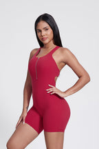 Body Freja con mezza zip e schiena a I