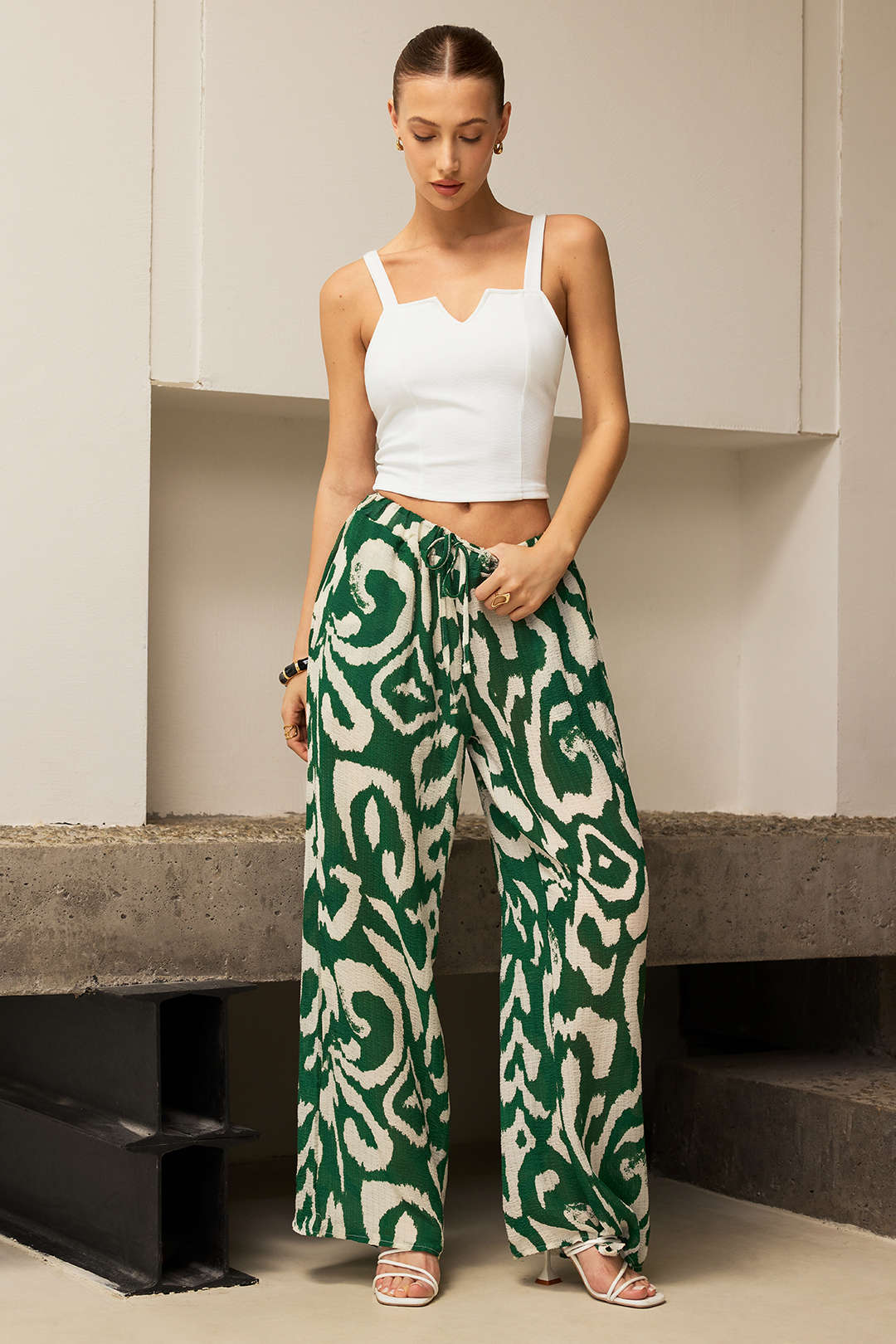 Wild Essence Patterned Palazzo &amp; Corset Crop Set