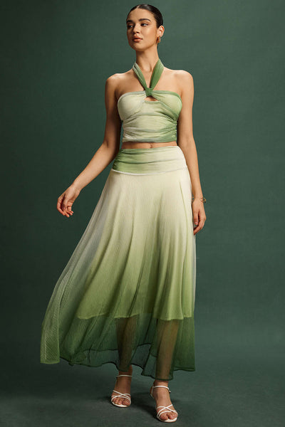 Emerald Mist Tulle Bustier &amp; Maxi Skirt Set