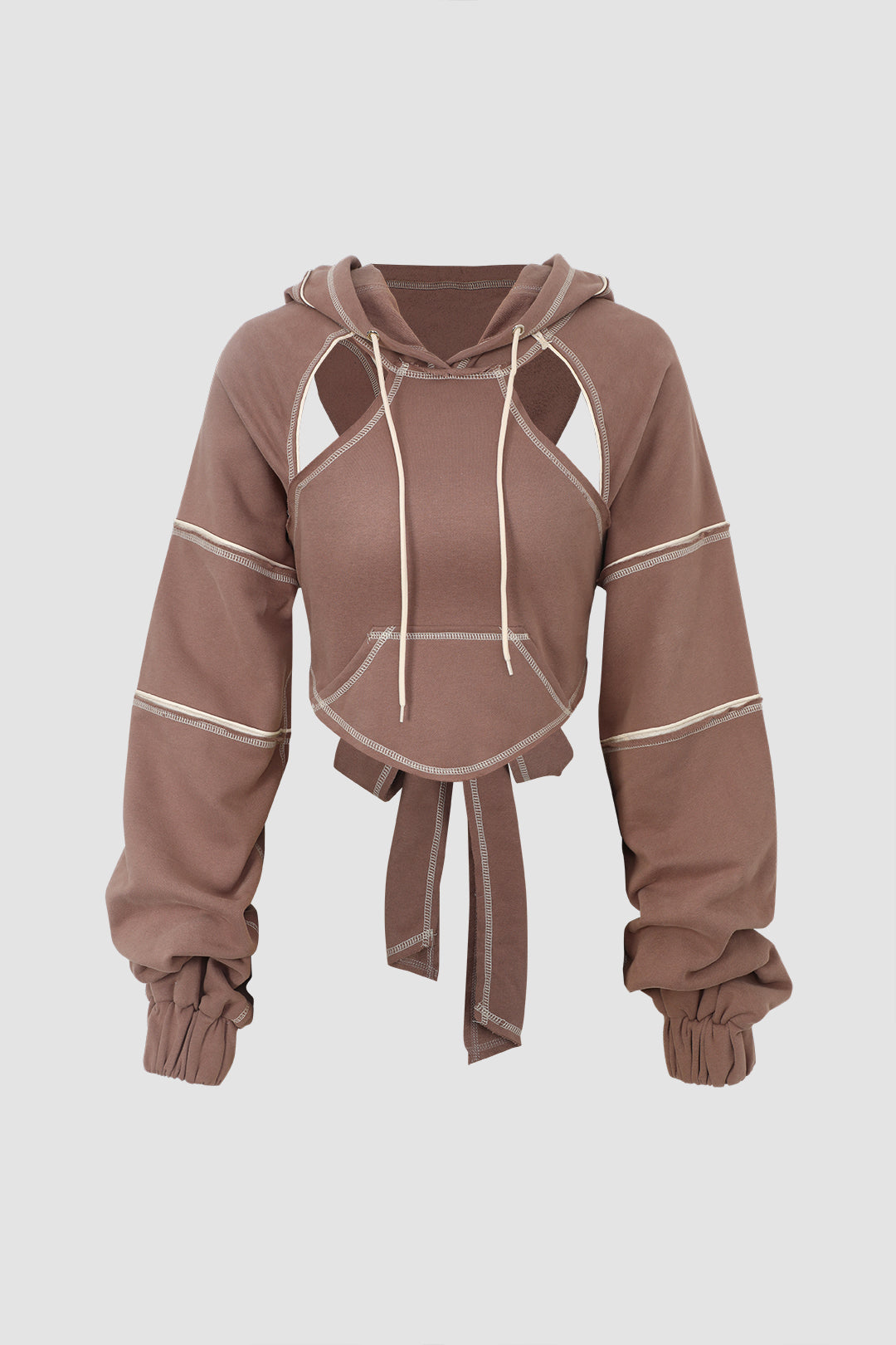 Önden Bağlamalı Kapüşonlu Sweatshirt 